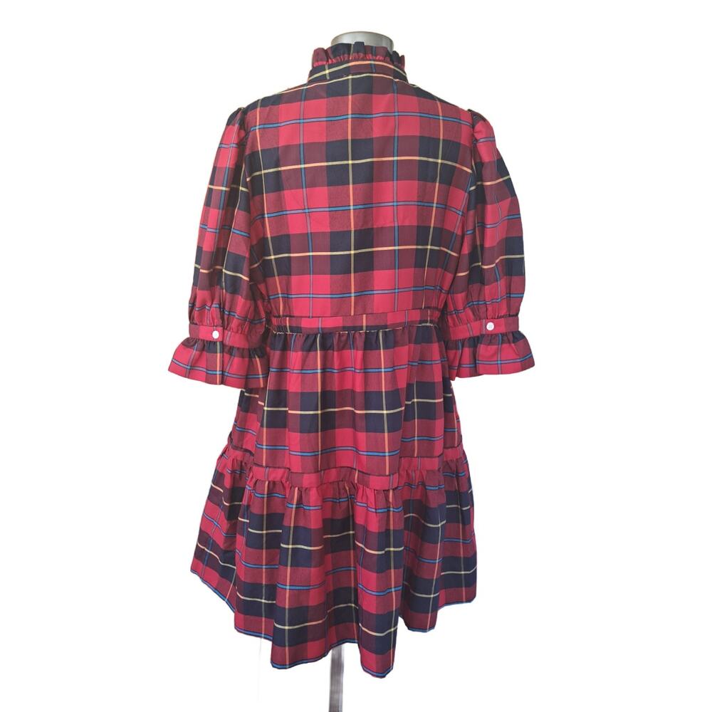 Gretchen Scott Teardrop Dress Plaidly Cooper  Red Plaid Size Large Preppy - Picture 4 of 12